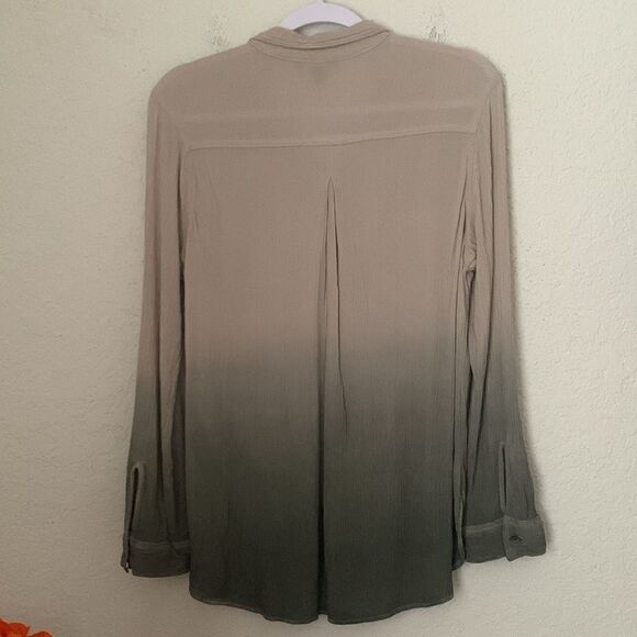 Rock & Republic Rayon Collared Long Sleeve Button Up Ombré Shirt Women’s Size XL - Picture 2 of 10